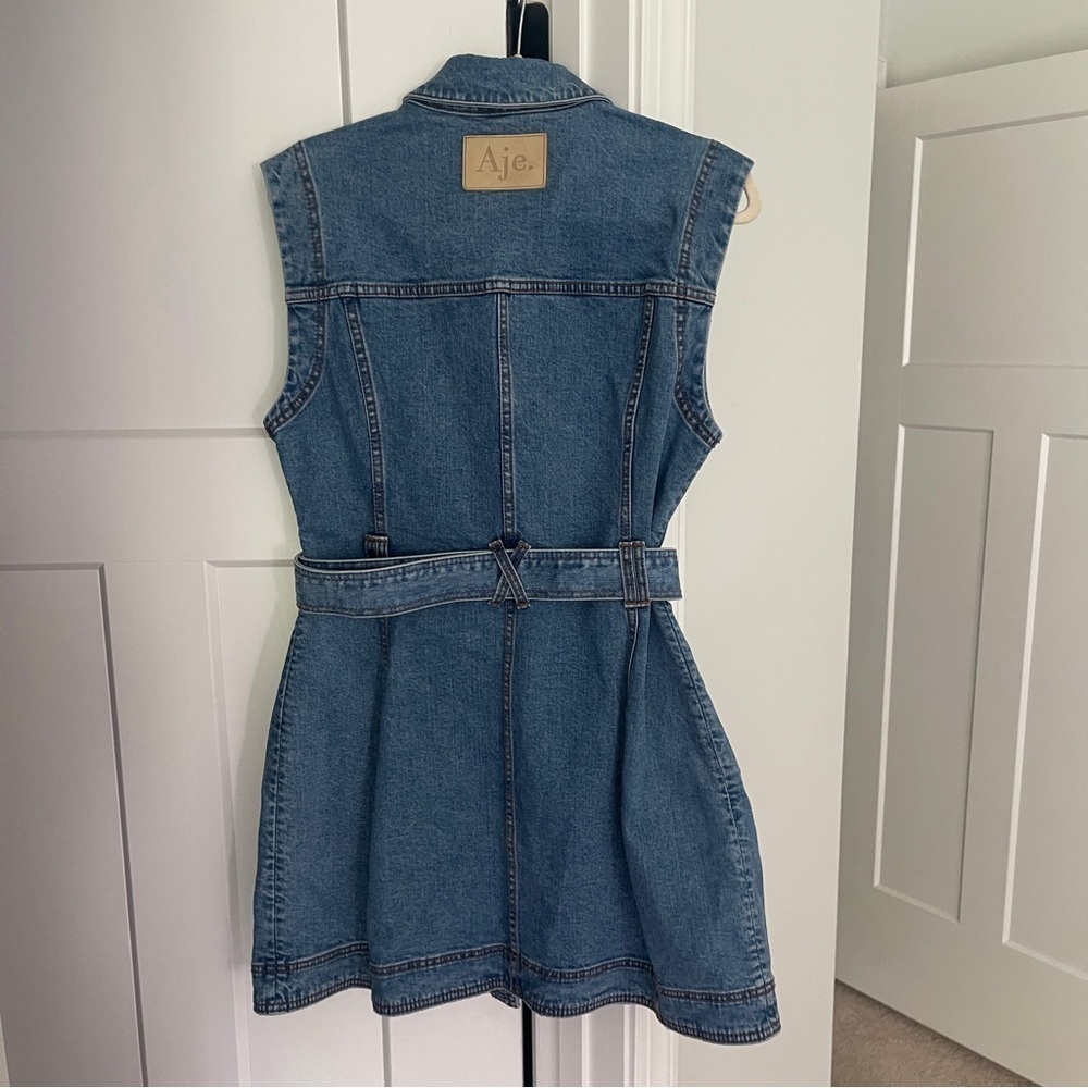 Aje Darcie Denim Blue Mini Dress Belted 90’s Wash - Picture 6 of 6